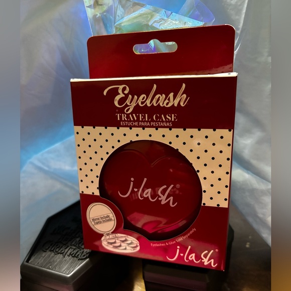 J lash•Eyelash Travel Case with Mirror• New. Red - Picture 3 of 4